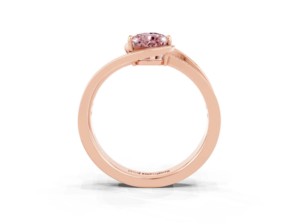 Rose gold Pear Cut Morganite Solitaire Ring with Split Shank and Prong Setting