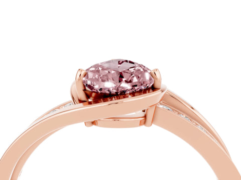 Rose gold Pear Cut Morganite Solitaire Ring with Split Shank and Prong Setting_4