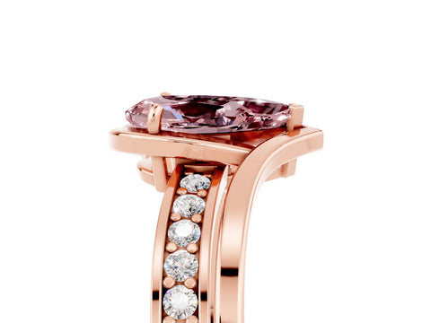 Rose gold Pear Cut Morganite Solitaire Ring with Split Shank and Prong Setting_5