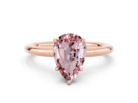 Rose gold Pear Cut Morganite Solitaire Ring with Thin Band and Four-Prong Setting_12
