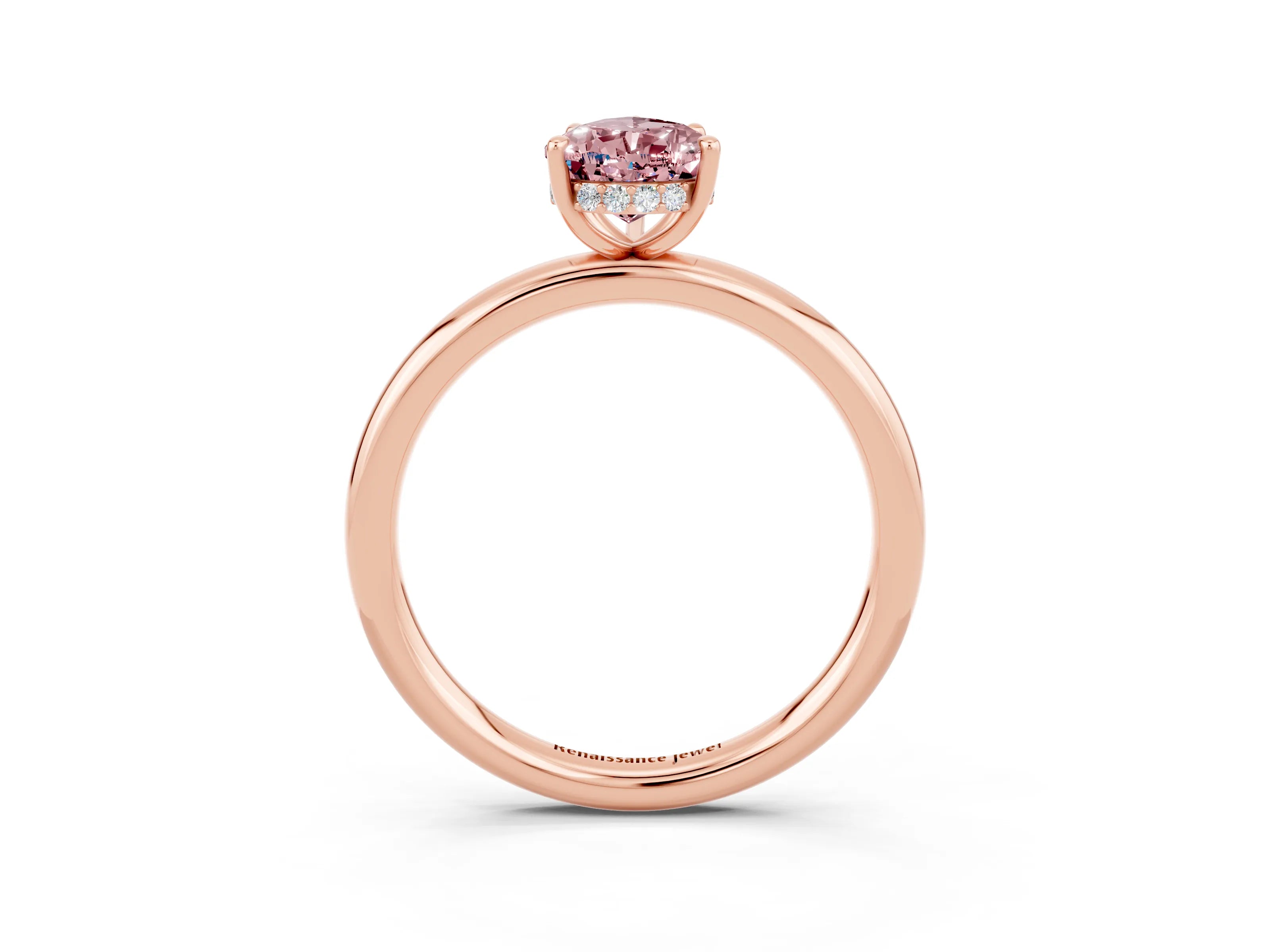 Rose gold Pear Cut Morganite Solitaire Ring with Thin Band and Four-Prong Setting_15