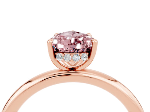 Rose gold Pear Cut Morganite Solitaire Ring with Thin Band and Four-Prong Setting_16
