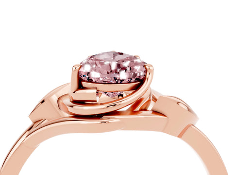 Rose gold Pear Cut Morganite Solitaire Ring with Twist Band and Four-Prong Setting_28