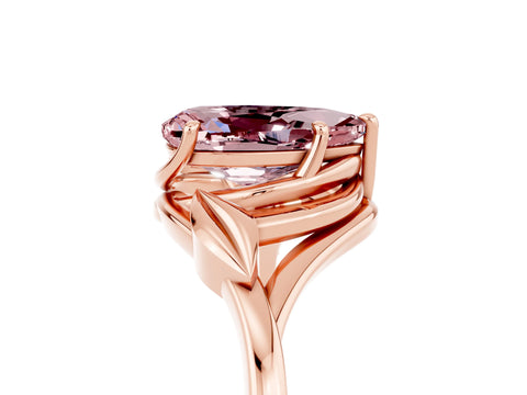 Rose gold Pear Cut Morganite Solitaire Ring with Twist Band and Four-Prong Setting_29