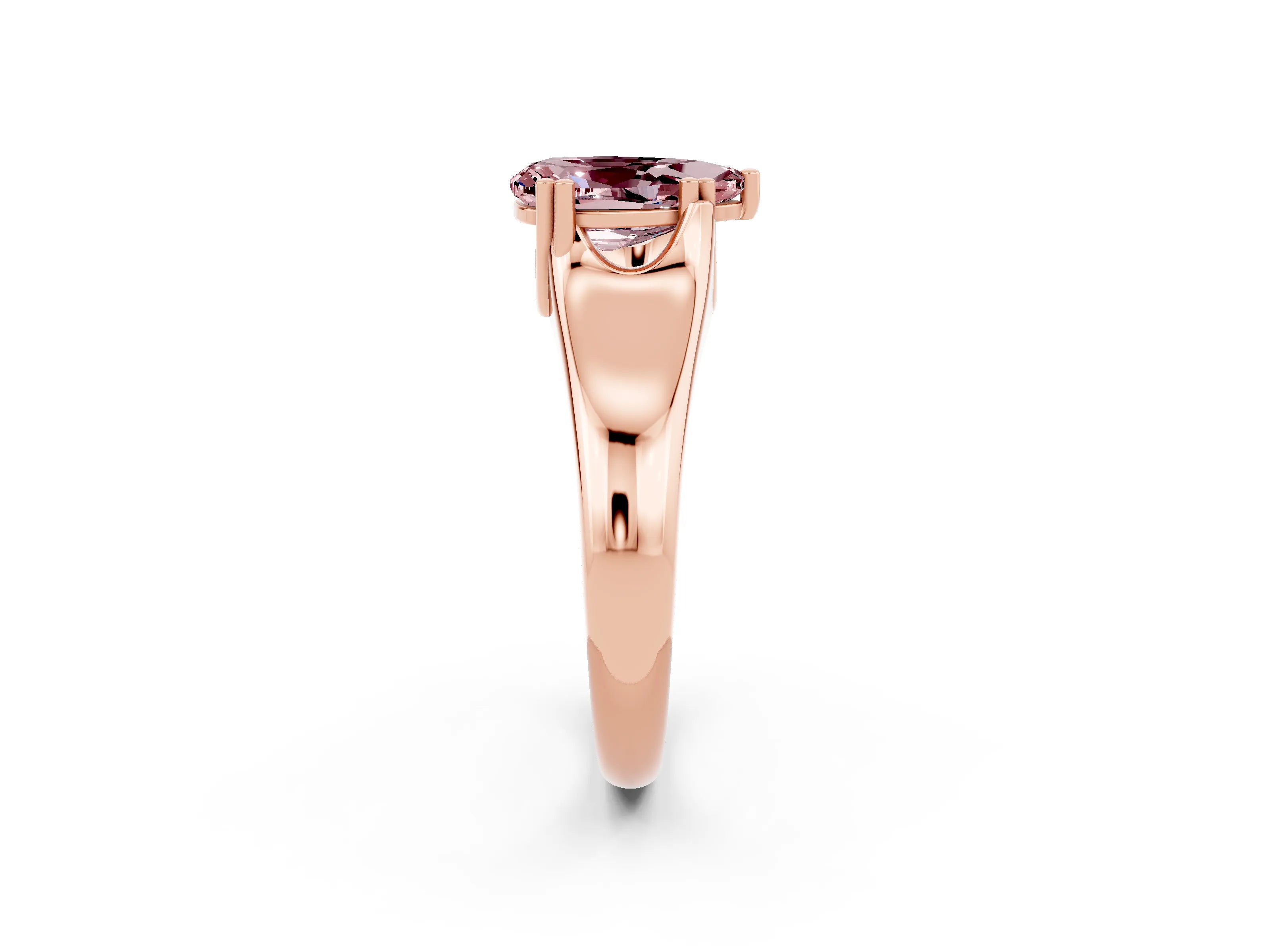 Rose gold Pear Cut Morganite Solitaire Ring with Wide Band and Prong Setting_2