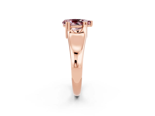 Rose gold Pear Cut Morganite Solitaire Ring with Wide Band and Prong Setting