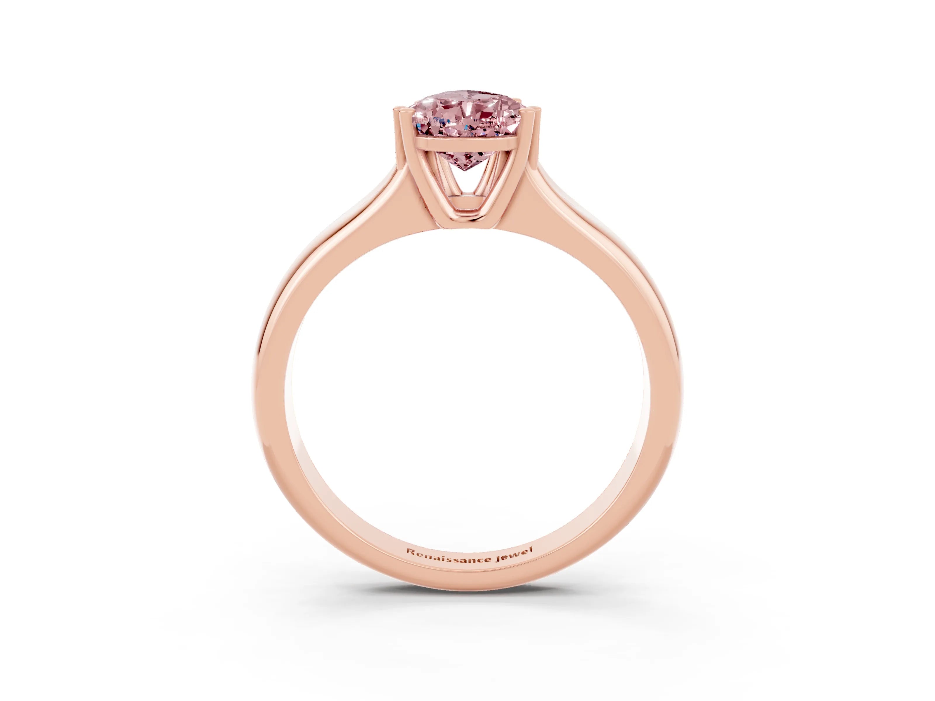 Rose gold Pear Cut Morganite Solitaire Ring with Wide Band and Prong Setting_3