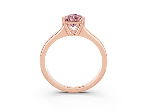 Rose gold Pear Cut Morganite Solitaire Ring with Wide Band and Prong Setting_3