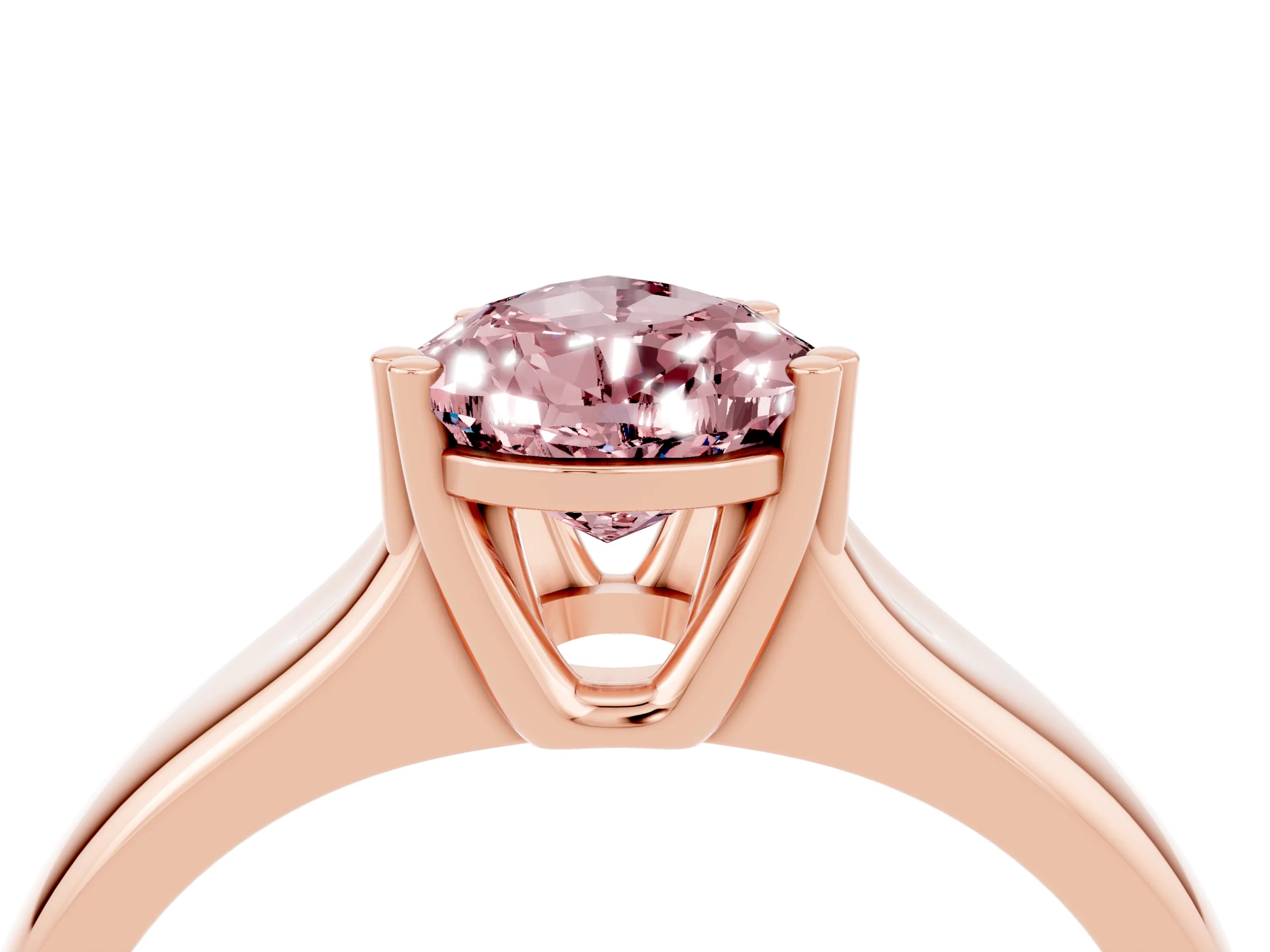 Rose gold Pear Cut Morganite Solitaire Ring with Wide Band and Prong Setting_4