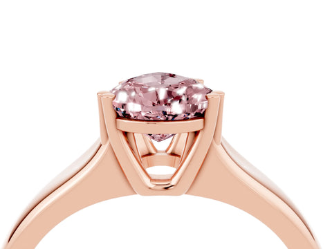 Rose gold Pear Cut Morganite Solitaire Ring with Wide Band and Prong Setting_4