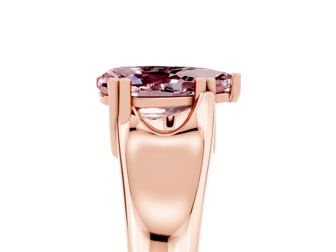 Rose gold Pear Cut Morganite Solitaire Ring with Wide Band and Prong Setting_5