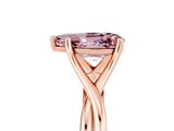 Rose gold Pear Cut Morganite Solitaire Twist Band Prong Setting Ring_41