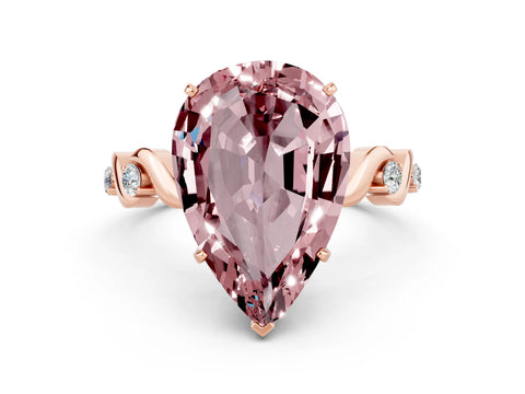 Rose gold Pear Cut Morganite Solitaire Twisted Band with Round  Accents and Prong Setting_20
