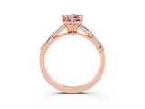 Rose gold Pear Cut Morganite Solitaire with Side Baguettes and Channel Set Band_3