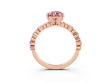 Rose gold Pear Cut Morganite Solitaire with Side Stones, Pave Band, Four-Prong Setting_27