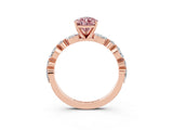 Rose gold Pear Cut Morganite Solitaire with Side Stones on a Pavé Band and Four-Prong Setting_3