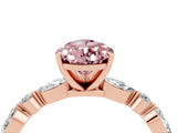 Rose gold Pear Cut Morganite Solitaire with Side Stones on a Pavé Band and Four-Prong Setting_4