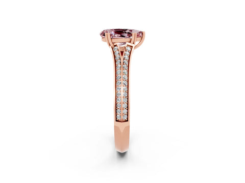 Rose gold Pear Cut Morganite Split Shank Engagement Ring with Pavé Band_2