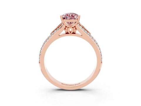 Rose gold Pear Cut Morganite Split Shank Engagement Ring with Pavé Band_3