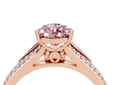 Rose gold Pear Cut Morganite Split Shank Engagement Ring with Pavé Band_4