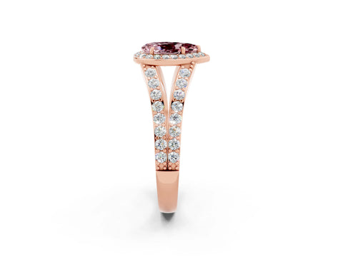 Rose gold Pear Cut Morganite Split Shank Halo Ring with Four-Prong Setting_14