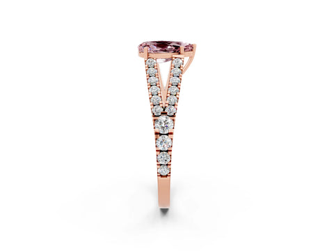 Rose gold Pear Cut Morganite Split Shank Pavé Engagement Ring with Four-Prong Setting_14