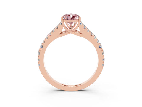 Rose gold Pear Cut Morganite Split Shank Pavé Engagement Ring with Four-Prong Setting_15
