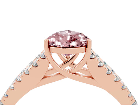 Rose gold Pear Cut Morganite Split Shank Pavé Engagement Ring with Four-Prong Setting_16