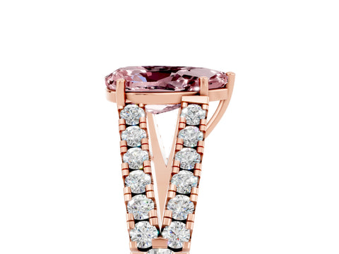 Rose gold Pear Cut Morganite Split Shank Pavé Engagement Ring with Four-Prong Setting_17