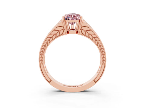 Rose gold Pear Cut Morganite Split Shank Ring with Pavé Band and Four-Prong Setting_3