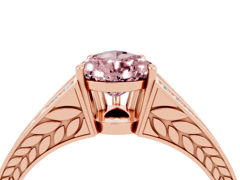 Rose gold Pear Cut Morganite Split Shank Ring with Pavé Band and Four-Prong Setting_4
