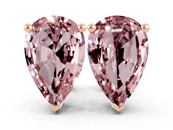 Rose gold Pear Cut Morganite Stud Earrings
