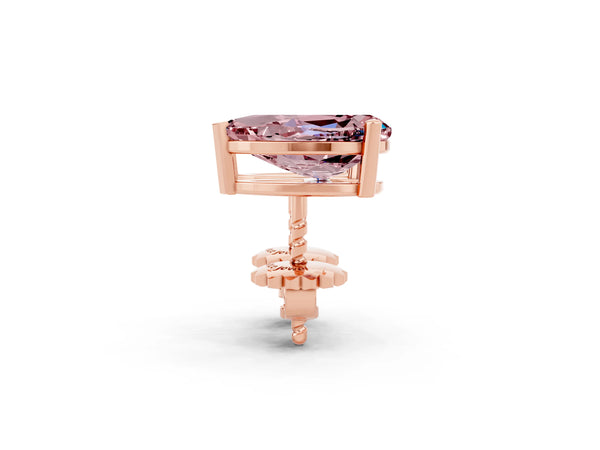 Rose gold Pear Cut Morganite Stud Earrings