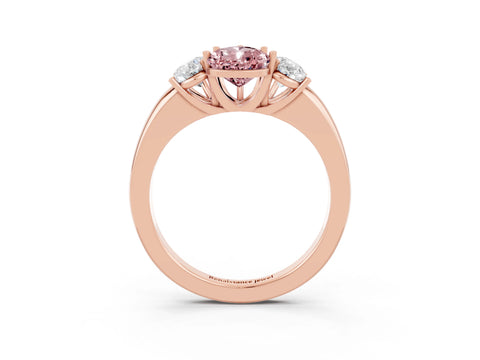 Rose gold Pear Cut Morganite Three-Stone Ring with Four-Prong Setting and Classic Band_3
