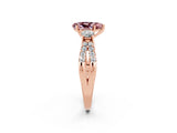 Rose gold Pear Cut Morganite Three-Stone Ring with Pavé Split Shank and Four-Prong Setting_14