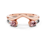 Rose gold Pear Cut Morganite Two-Stone Open Band Ring with Prong Setting_6