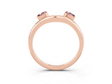 Rose gold Pear Cut Morganite Two-Stone Open Band Ring with Prong Setting_9