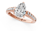 Rose gold Pear Cut Pavé Band Solitaire Ring with Four-Prong Setting_147