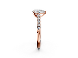Rose gold Pear Cut Pavé Band Solitaire Ring with Four-Prong Setting_148