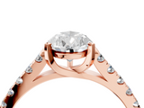 Rose gold Pear Cut Pavé Band Solitaire Ring with Four-Prong Setting_150