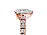Rose gold Pear Cut Pavé Band Solitaire Ring with Four-Prong Setting_151