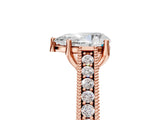 Rose gold Pear Cut Pave Band Milgrain Solitaire Ring_11
