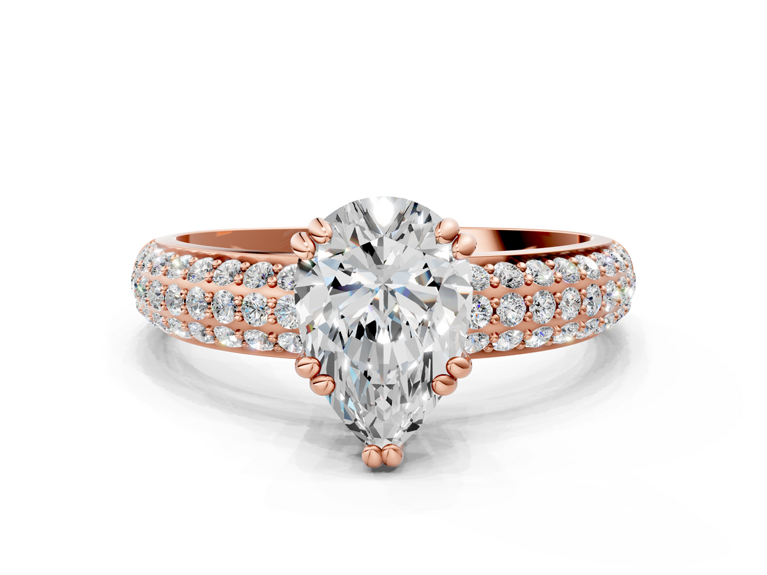 Rose gold Pear Cut Pave Diamond Engagement Ring with Channel Set Band and Four-Prong Setting_20