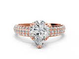 Rose gold Pear Cut Pave Diamond Engagement Ring with Channel Set Band and Four-Prong Setting_20