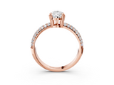 Rose gold Pear Cut Pave Diamond Engagement Ring with Channel Set Band and Four-Prong Setting_23