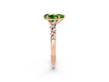 Rose gold Pear Cut Peridot Cluster Side Stone Solitaire Ring with Prong Setting_26