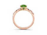 Rose gold Pear Cut Peridot Cluster Side Stone Solitaire Ring with Prong Setting_27