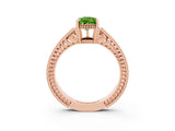Rose gold Pear Cut Peridot Engagement Ring with Milgrain Channel Set Band and Prong Setting_3