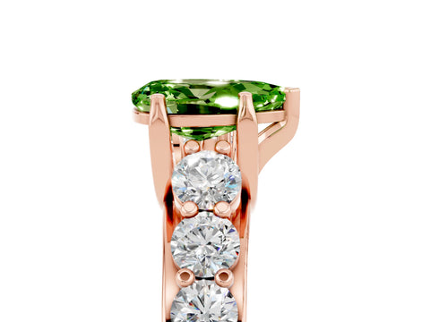 Rose gold Pear Cut Peridot Engagement Ring with Pavé Band and Four-Prong Setting_5