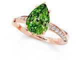 Rose gold Pear Cut Peridot Engagement Ring with Side Stone Accents and Four-Prong Setting_28